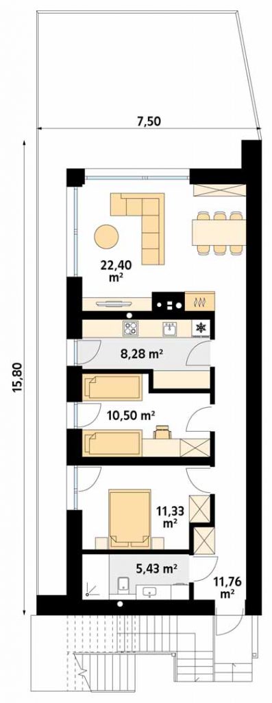 Rzut parteru projektu domu Agrest