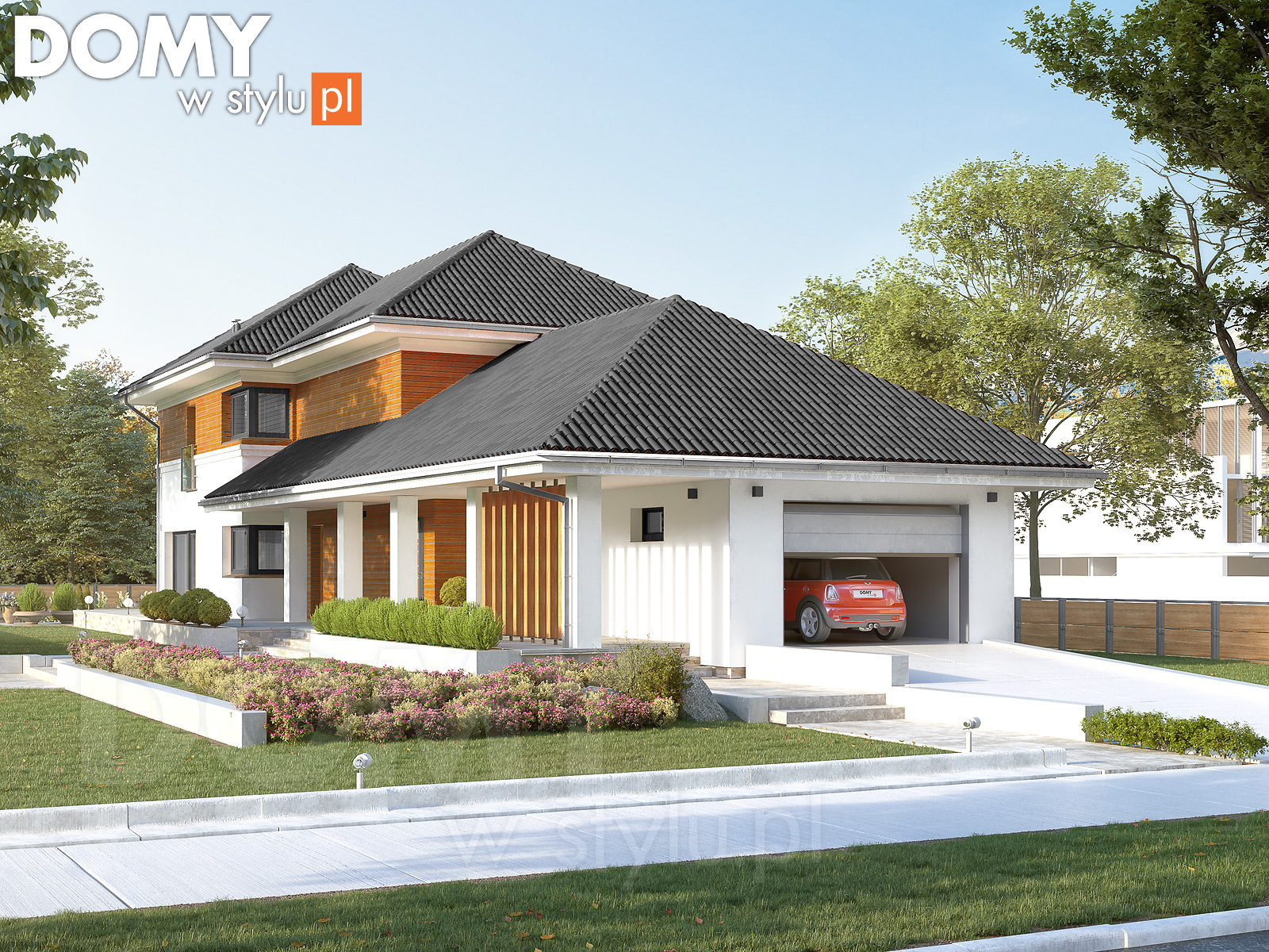 projekty domów piętrowych z garażem