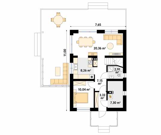 Projekt domu Aksamitka 4 - rzut parteru