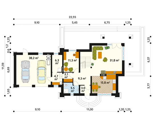 Projekt domu Alfa 2 - rzut parteru