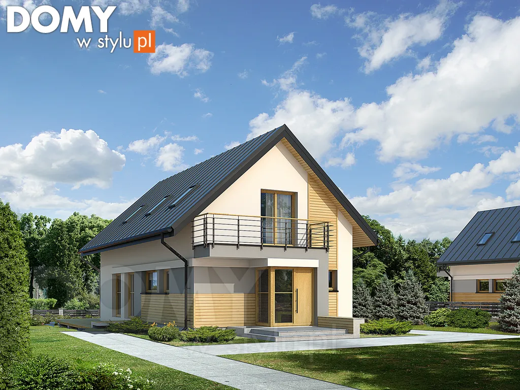 Nowoczesny projekt domu z poddaszem Amelia - wizualizacja frontowa - lustrzane odbicie