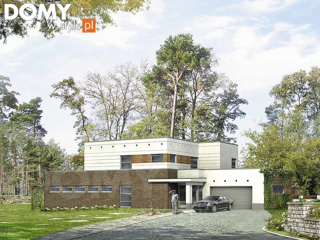Nowoczesny projekt domu piętrowego Apollo 2 - wizualizacja frontowa - lustrzane odbicie