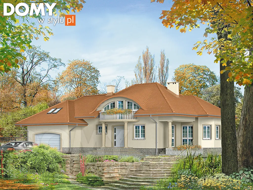 Projekt domu z poddaszem Aria 3 - wizualizacja frontowa - lustrzane odbicie