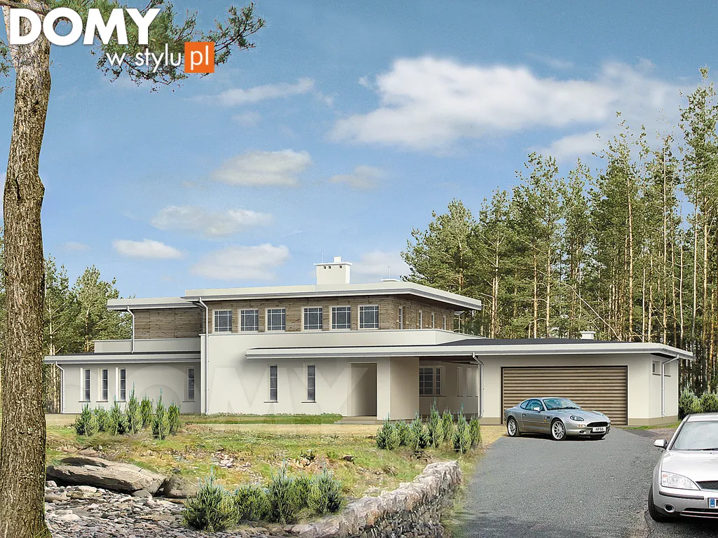 Nowoczesny projekt domu piętrowego Atena - wizualizacja frontowa - lustrzane odbicie