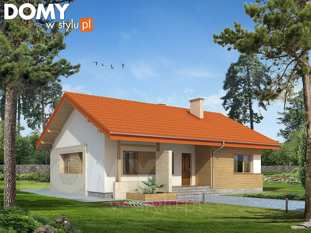 Nowoczesny projekt domu parterowego Atut MC - wizualizacja frontowa - lustrzane odbicie