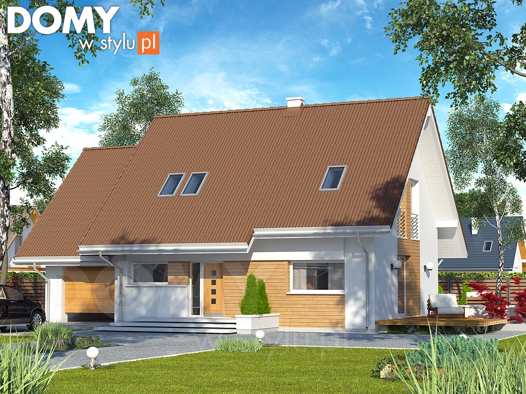 Nowoczesny projekt domu z poddaszem Azuryt 3 - wizualizacja frontowa