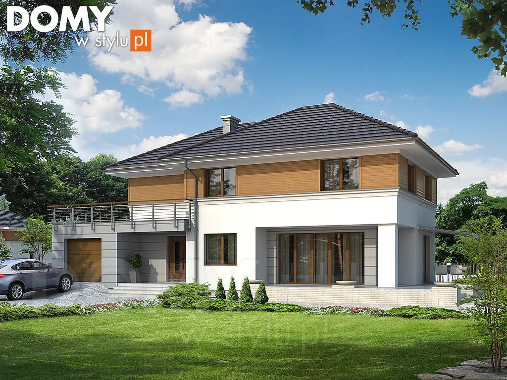 Nowoczesny projekt domu piętrowego Cyprys 4 - wizualizacja frontowa - lustrzane odbicie