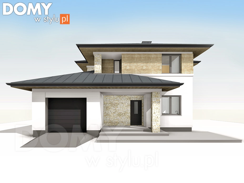 Nowoczesny projekt domu piętrowego Cyprys 9 - wizualizacja frontowa