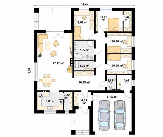 Projekt domu Decyma 9 - rzut parteru