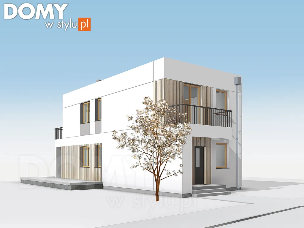 Nowoczesny projekt domu Dracena W - wizualizacja frontowa - lustrzane odbicie