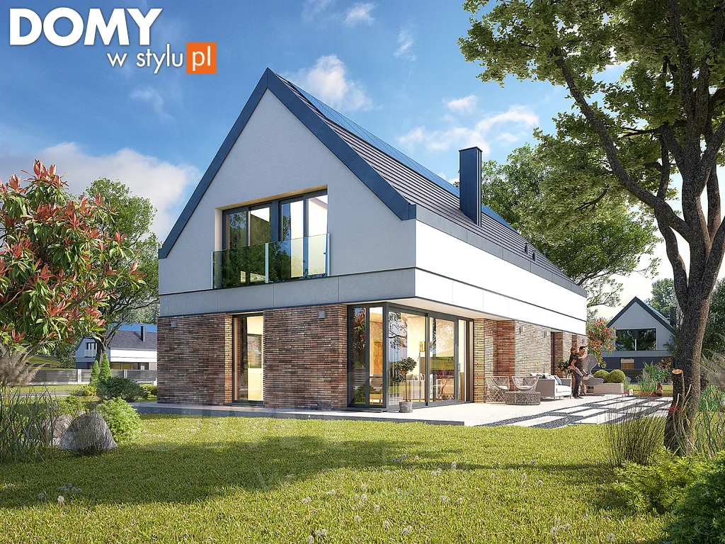 Nowoczesny projekt domu z poddaszem Duo - wizualizacja frontowa - lustrzane odbicie