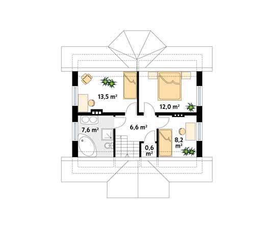 Projekt domu Echo - rzut poddasza