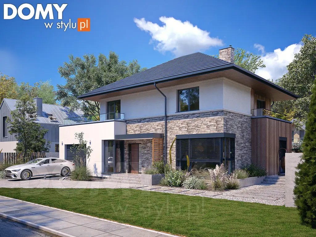 Nowoczesny projekt domu piętrowego Fen - wizualizacja frontowa