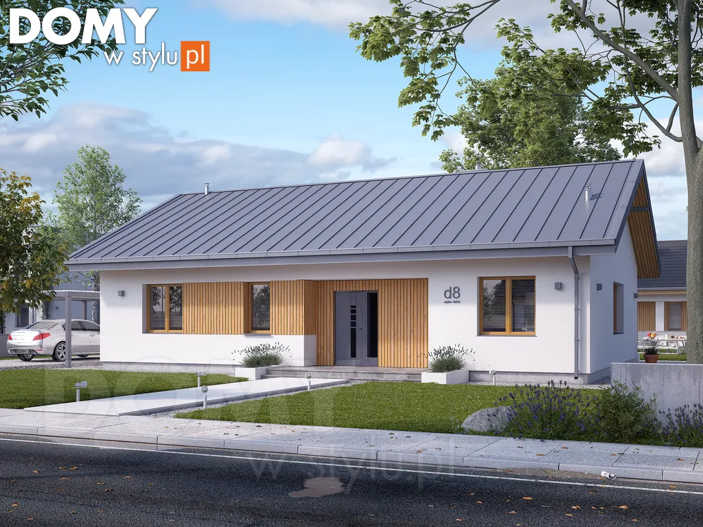 Nowoczesny projekt domu parterowego Fistaszek 5 - wizualizacja frontowa - lustrzane odbicie