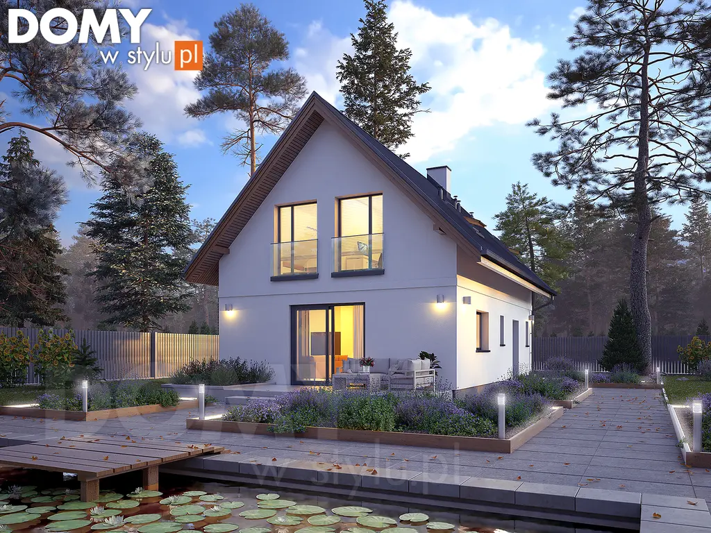 Projekt domu z poddaszem Fortunka - wizualizacja frontowa
