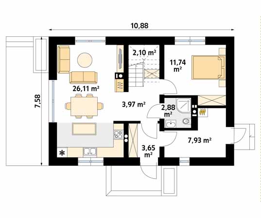 Projekt domu Fortunka 2 - rzut parteru