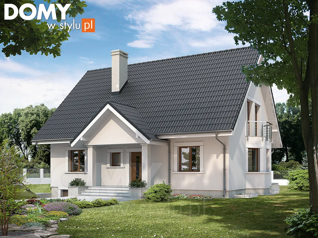 Projekt domu Goździk 2 - wizualizacja frontowa - lustrzane odbicie