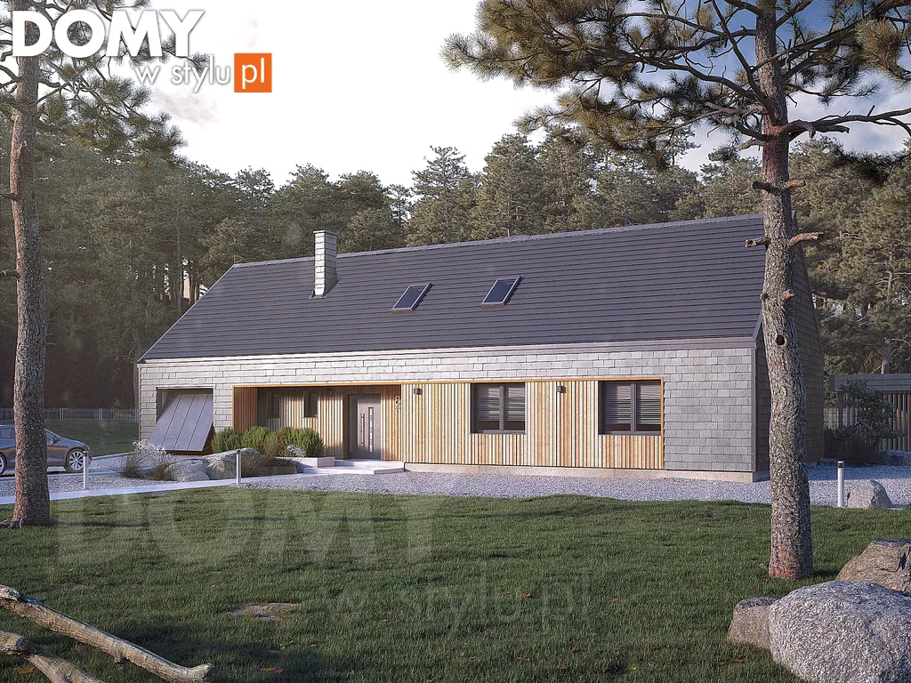 Nowoczesny projekt domu z poddaszem Jemioła 3 - wizualizacja frontowa - lustrzane odbicie