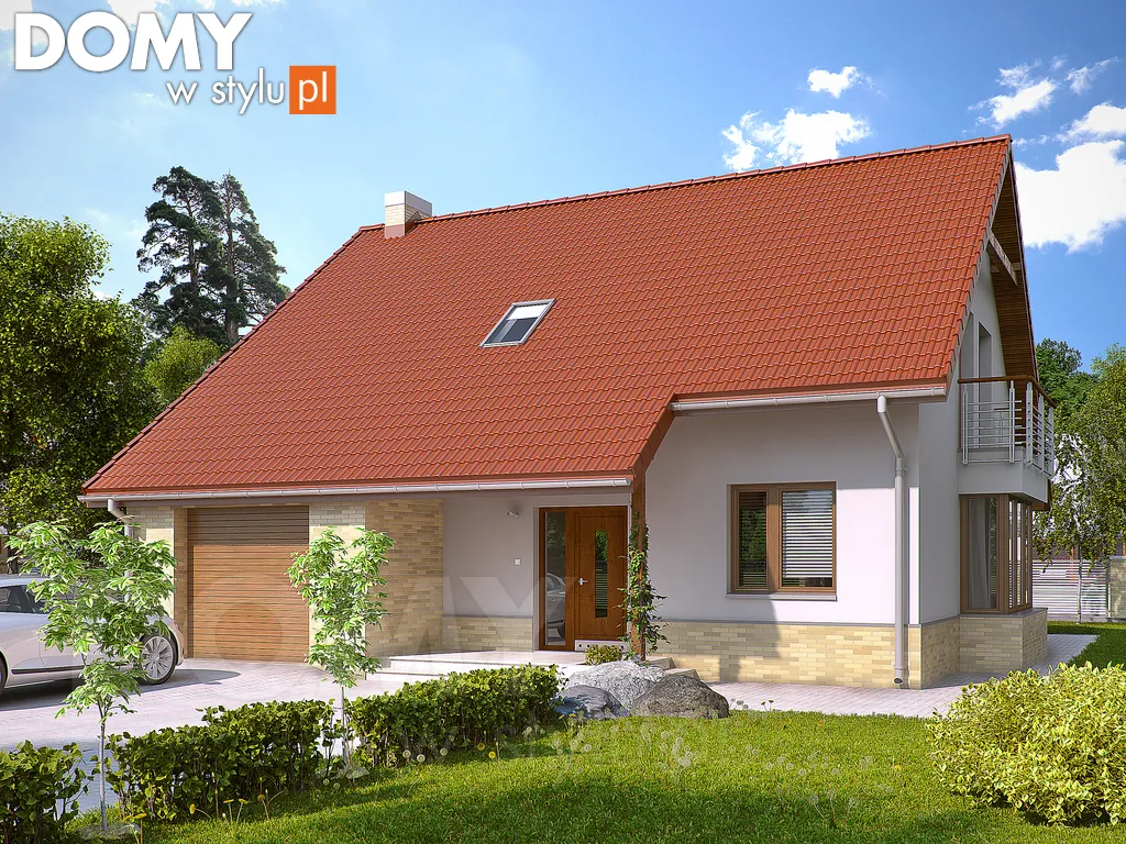 Nowoczesny projekt domu z poddaszem Julia - wizualizacja frontowa - lustrzane odbicie