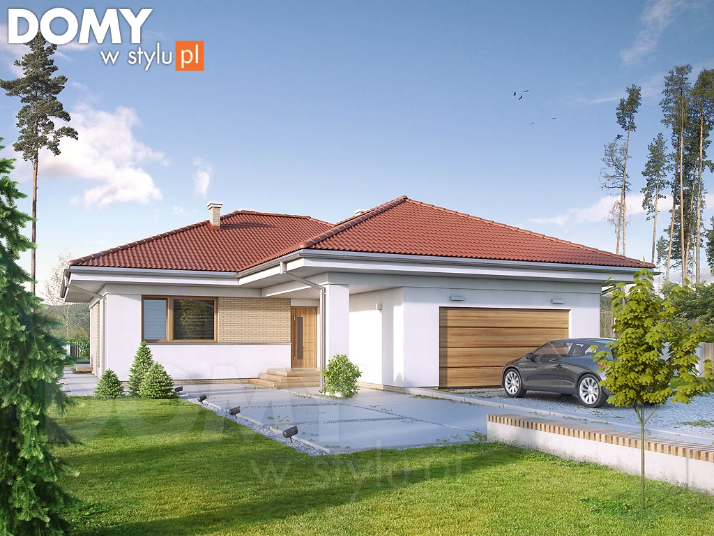 Nowoczesny projekt domu parterowego Kiwi 3 - wizualizacja frontowa