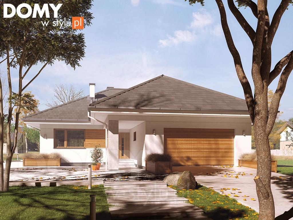 Nowoczesny projekt domu parterowego Kiwi 5 - wizualizacja frontowa
