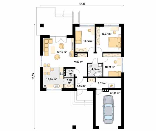 Projekt domu Kiwi 6 - rzut parteru