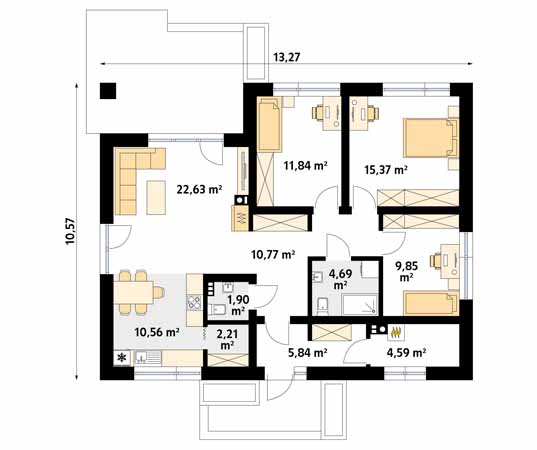 Projekt domu Kiwi 7 - rzut parteru