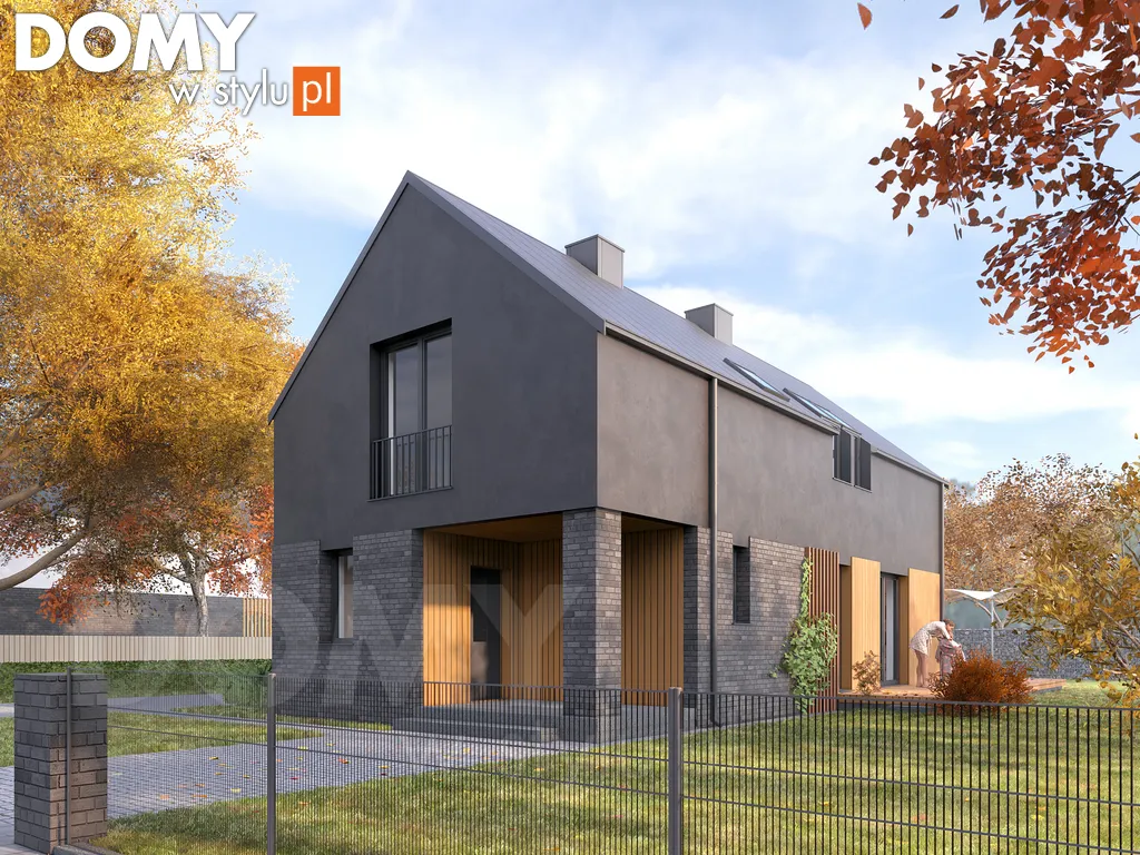 Nowoczesny projekt domu z poddaszem Koliber 6 - wizualizacja frontowa - lustrzane odbicie