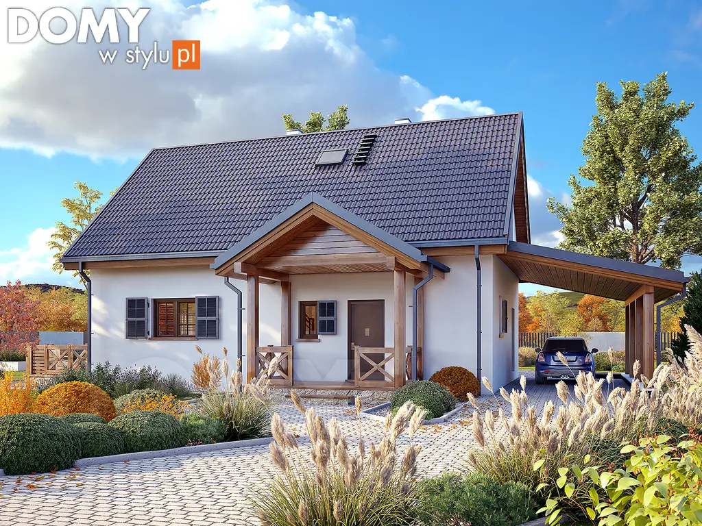 Nowoczesny projekt domu parterowego Koniczynka 2 - wizualizacja frontowa
