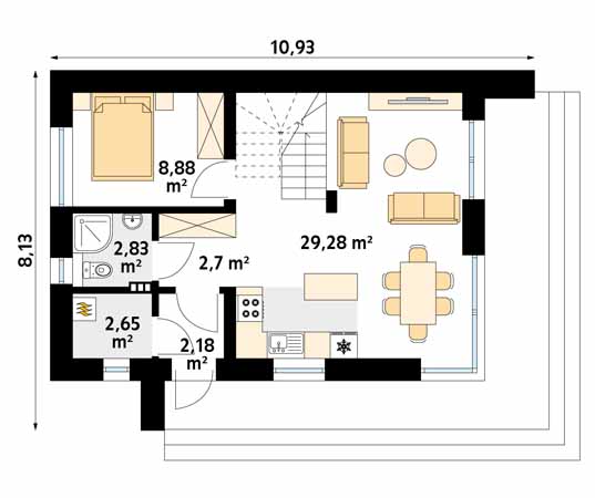Projekt domu Kruszyna 3 - rzut parteru