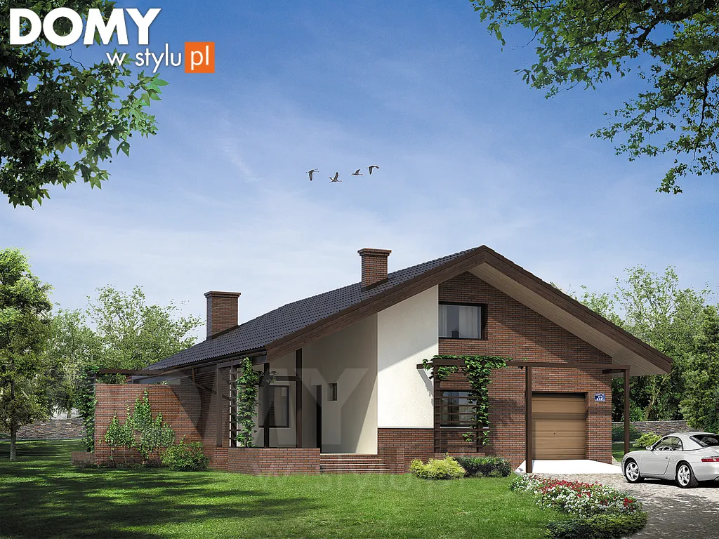 Nowoczesny projekt domu z poddaszem Lara 3 - wizualizacja frontowa - lustrzane odbicie