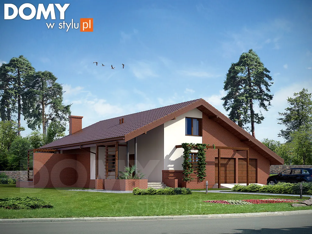 Nowoczesny projekt domu z poddaszem Lara 4 - wizualizacja frontowa - lustrzane odbicie