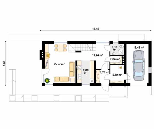 Projekt domu Len - rzut parteru