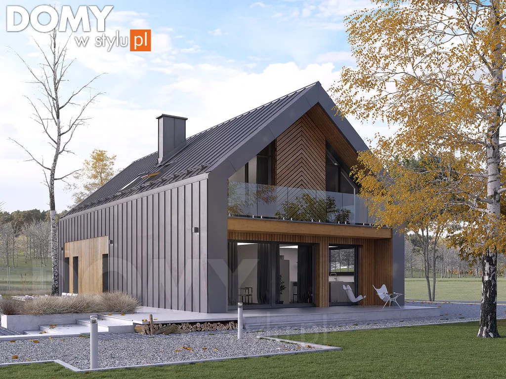 Nowoczesny projekt domu z poddaszem Pogodny - wizualizacja frontowa