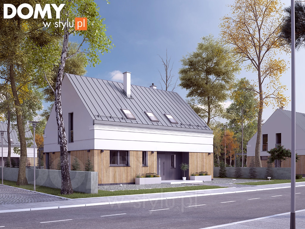 Nowoczesny projekt domu z poddaszem Promyk - wizualizacja frontowa