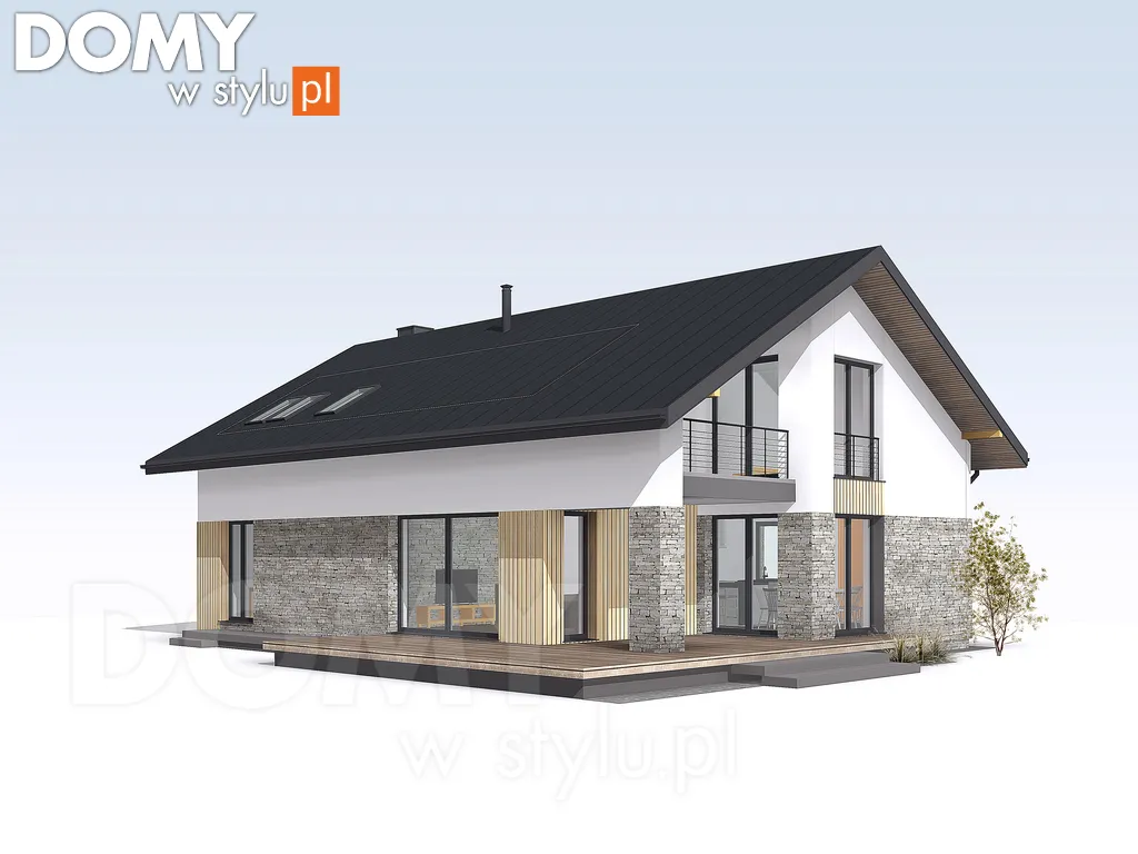 Nowoczesny projekt domu z poddaszem Słoneczny 2 - wizualizacja frontowa
