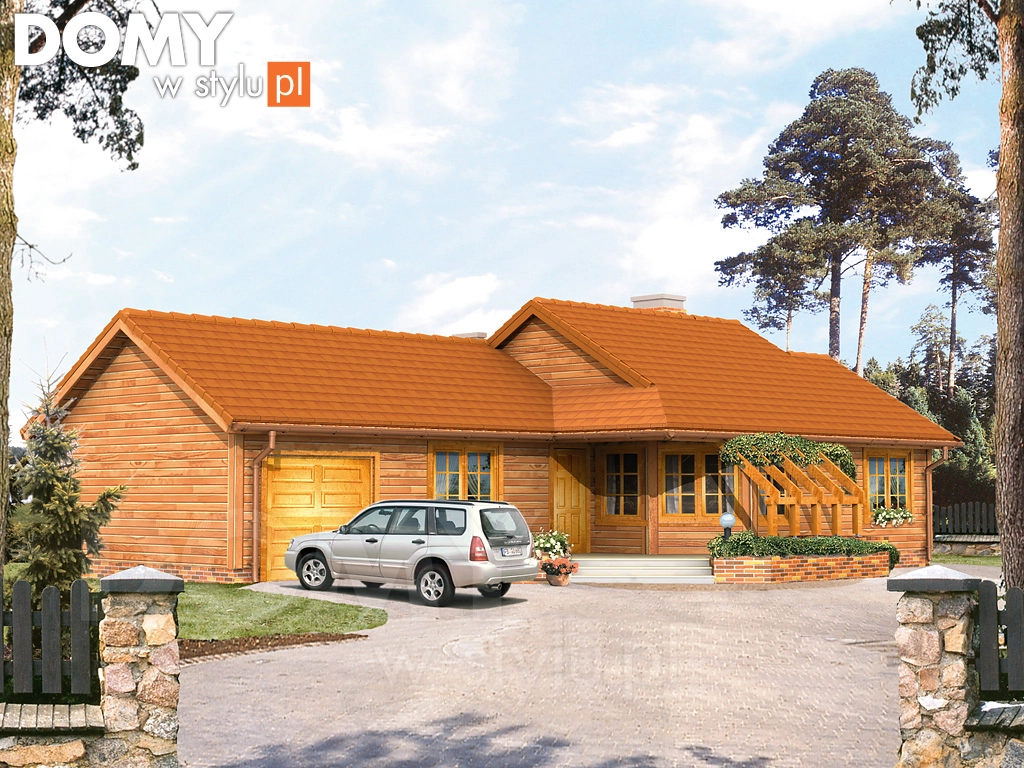 Projekt domu parterowego drewnianego Szyper 2 dr-S - wizualizacja frontowa