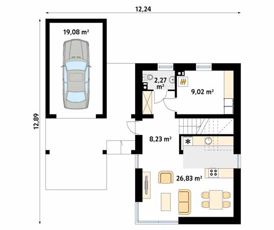 Projekt domu Teo 4 - rzut parteru
