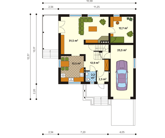 Projekt domu Twist - rzut parteru