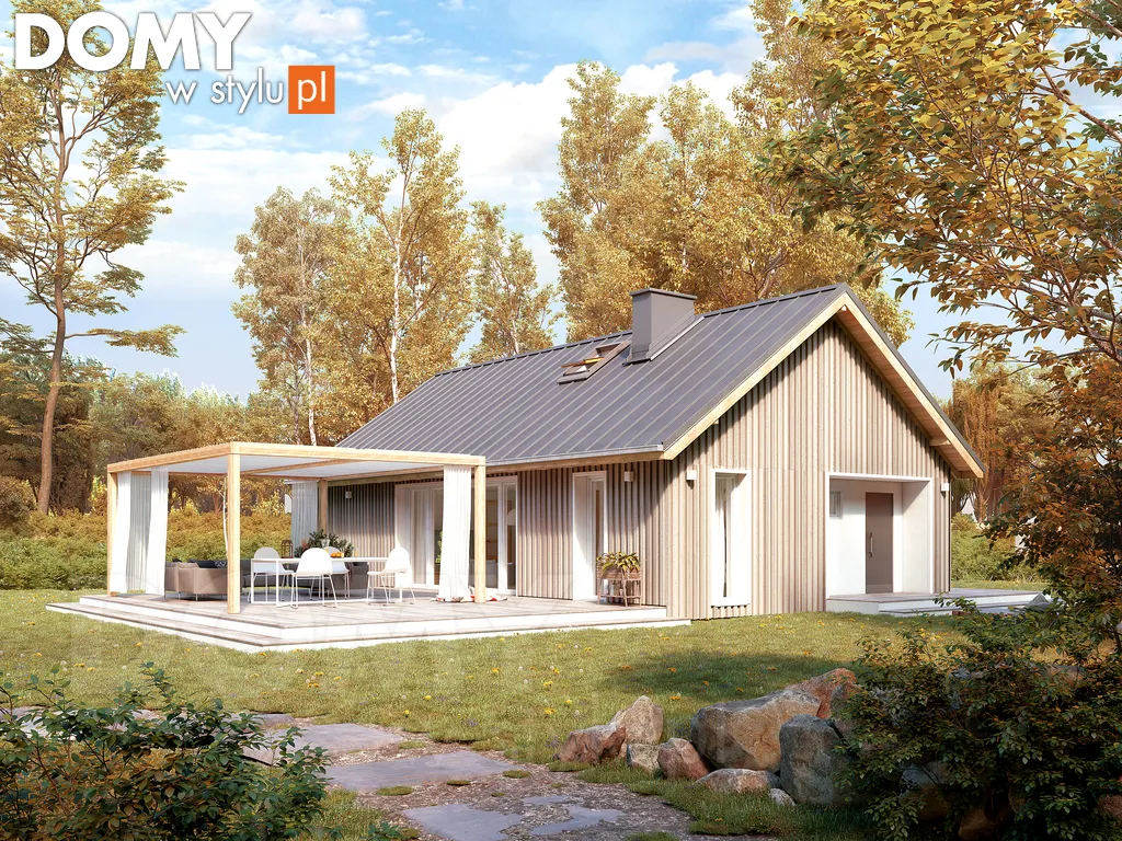 Nowoczesny projekt domu parterowego Wakacyjny 2 - wizualizacja frontowa - lustrzane odbicie