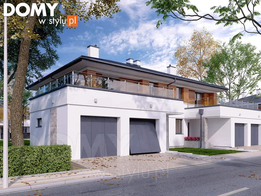 Nowoczesny projekt domu Waniliowy - wizualizacja frontowa - lustrzane odbicie