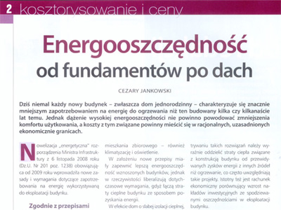 Okładka do artykułu: 'Energooszczędność od fundamentów po dach'