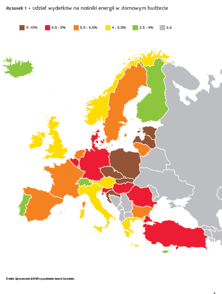 Udział wydatków na nośniki energii w domowym budżecie