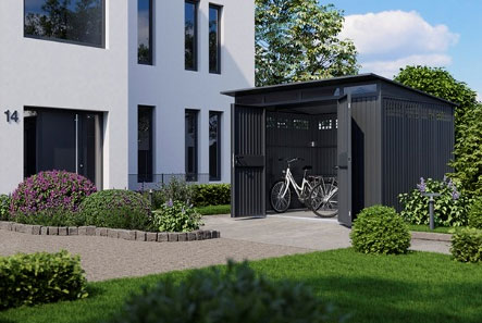 Domek ogrodowy Berry w wersji Classic Air z dachem jednospadowym i otworami wentylacyjnymi w ścianach